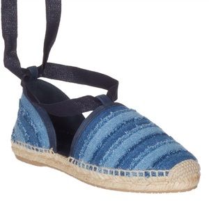 Jimmy Choo Women's Blue Denim Lace
Up Dolphin Espadrille Shoes